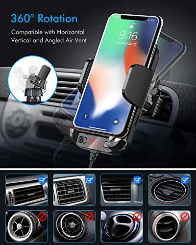 Tecboss Bluetooth FM Transmitter for Car, Latest Car Phone Holder Radio Bluetooth Adapter, Easy Attached to Air Vent, Supports Music Streaming, Enhanced Bass, Wireless Hands Free Car Kit - KM21