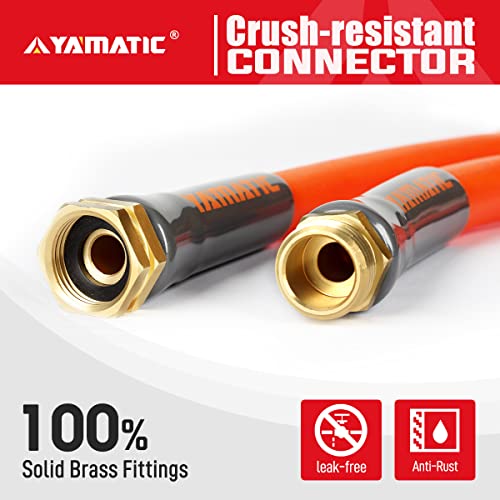 YAMATIC Heavy Duty Short Garden Hose 5/8 in x 10 ft, Super Flexible