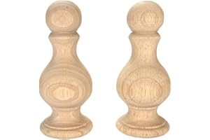 Aiminjey 2Pack Decorative Unfinished Wood Finials 5.5" Tall x 2.4" Wide for Bed Post Finials Dowel Finial Flagpole Topper Staircases Wooden DIY Crafts Finials for Home Deoration (Type1-2.4×5.5inch)
