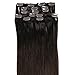 Grammy 20 Inch 7pcs Remy Clips in Human Hair Extensions 02 Dark Brown 70g with Clips for Highlight
