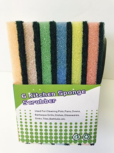 JMD StarPacks Multi-Use Scrunge Scrub Sponge 6 Pack - Best Kitchen Sponge Scrubber for Dishwashing, Pot Scrubbing, Cast Iron &amp; Cleaning Throughout The Home - Non-Scratch &amp; Odor Free