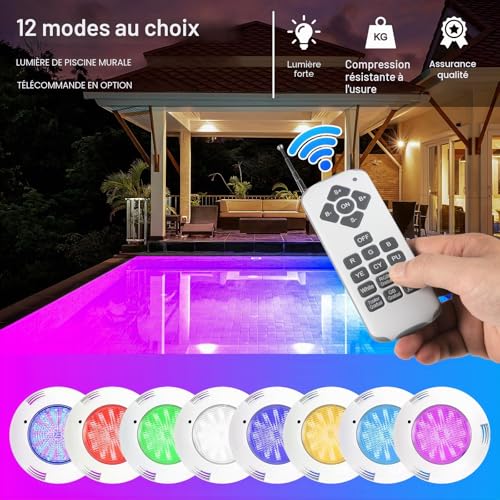 ledmo LED RGB Underwater Pool Lighting, PAR56 38W Recessed Housing (Replaces 300W Halogen Bulbs), IP68 Waterproof, Pool Lights with Remote Control 12V