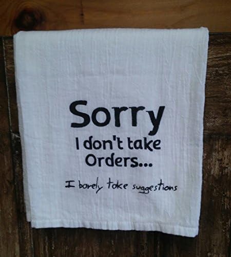 Hand Painted Orders Flour Sack Tea Towel Dishcloth Kitchen Dish Towel Funny Kitchen Decor