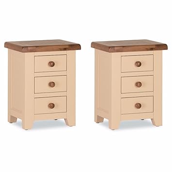 Requiredgoods Jenison Set Of 2 Oak Bedside Table 3 Drawers Heavy