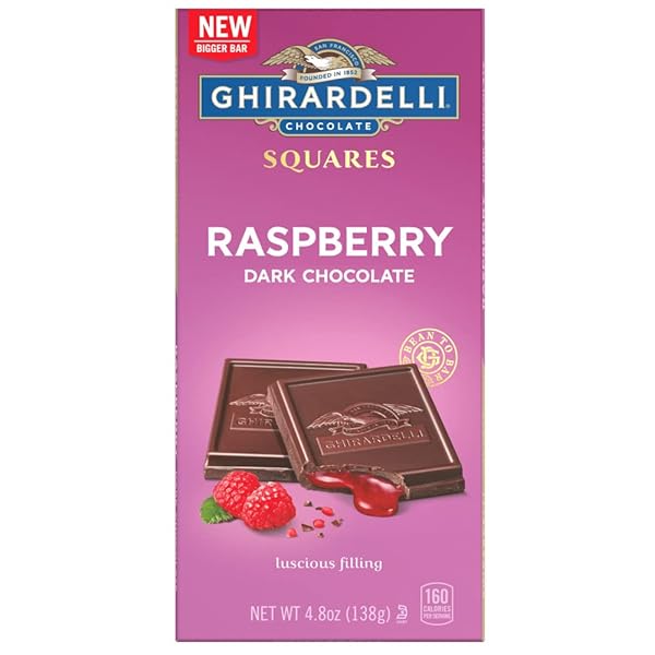 GHIRARDELLI RASPBERRY DARK CHOCOLATE SQUARES BAR, 4.8 OZ BAR