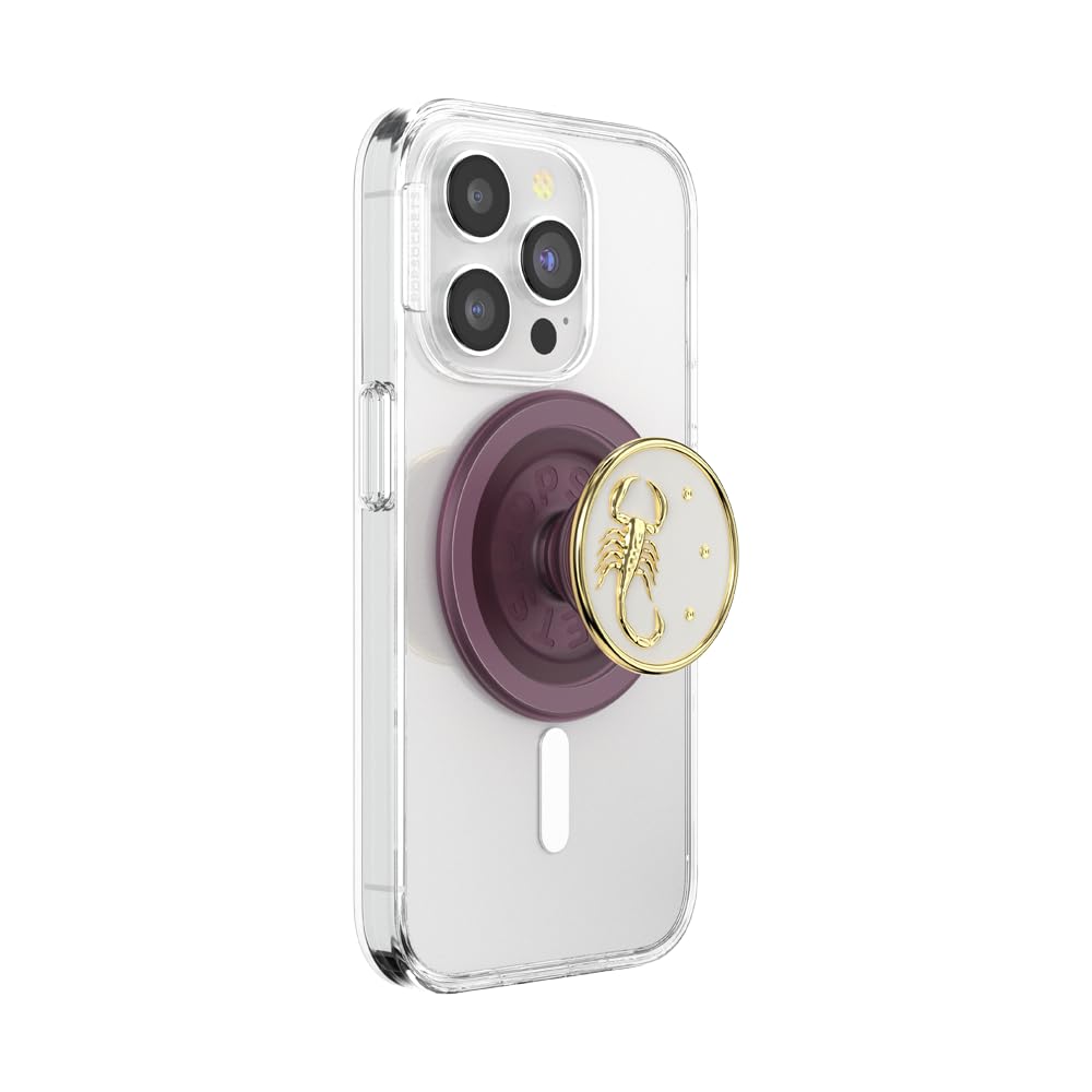 PopSockets Phone Grip for MagSafe with Kickstand, Magnetic Stand, Swappable Top, Secure Hold for iPhone MagSafe Cases, Phone & Tablet Grip - Enamel Scorpio