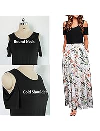 Vestido largo para mujer con diseño floral, con bolsillos