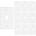 Iwillink 1-Port Keystone Wall Plate 10-Pack, Low Profile Ethernet Wall Plates for Keystone Jack, White