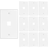 iwillink 1 Port Keystone Jack Wall Plates 10 Pack White Single Gang Wall Plates for Keystone Inserts