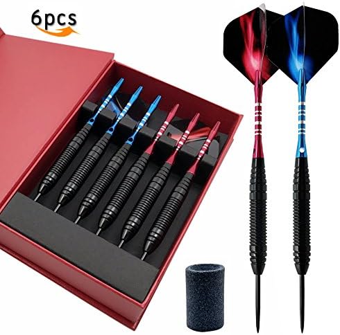 Steel Darts Darts benefited Darts Dartboard 3 Pieces 22 g Dartset Steel Tip Darts Tournament Set with the case Hard Box, Drums In Coated Black Metal, Pet Flights