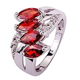 Psiroy Women's 925 Sterling Silver Created Garnet Filled Knuckle Ring
