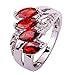 Psiroy Women's 925 Sterling Silver Created Garnet Filled Knuckle Ring
