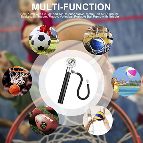 Apaix Ball Pump with Pressure Gauge, Portable Air Inflator Pump w/Air