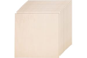 AWIZOM 12 Pack 12 x 12 x 1/16 Inch-2 mm Thick Basswood Sheets for Crafts Unfinished Plywood Sheet Square Craft Wood Sheet Boards for DIY Projects, Architecture Models, Engraving, Wood Burning, Staining