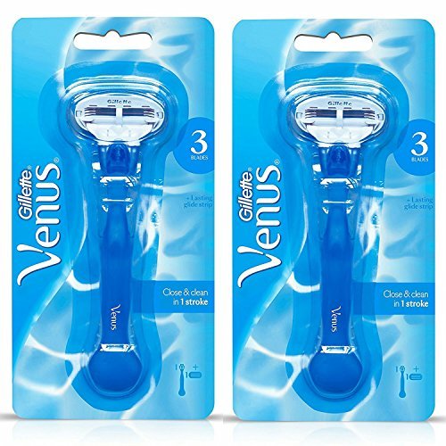 Gillette Venus Women s Razor Blue with (1) 3 Blade Razor and 1 Cartridge (Pack of 2)
