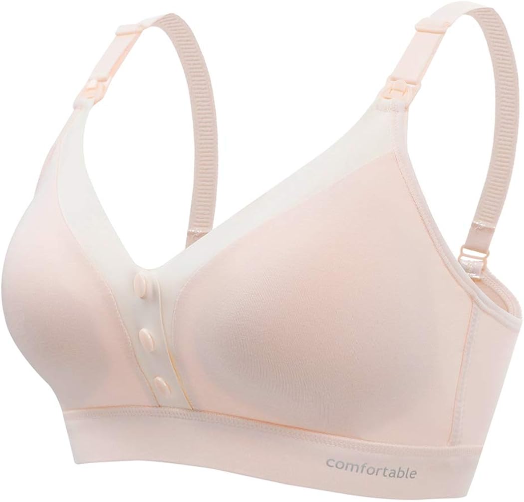 Fascigirl Soft Nursing Bra Button Design Cotton Maternity Bra Sleep Nursing Bra for Women at
