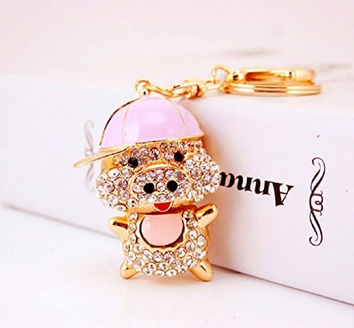 XmaSmile Cute Pig Style Flash Crystal Key Chain Ring Keyring Keychain Fob Holder Bag Handbag Hook