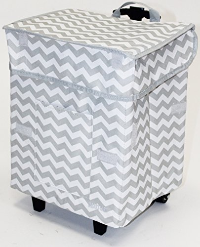 Smart Cart, Grey Chevron Rolling Multipurpose Collapsible Basket Cart Scrapbooking - Thumbnail 3