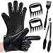 ELLECK Silicone BBQ/Cooking Gloves -Meat Shredder Claws -Kitchen Tongs -Silicone Brush Set, Silicone Heat Resistant Grilling BBQ, Oven, Grill, Baking, Cooking/Oven Gloves & Barbecue Claws (Black Set)