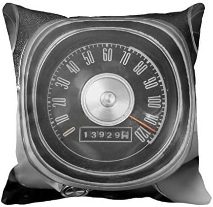 Funny Wholesale Classic Muscle Car Speedometer White Polyester Decorative Throw Pillow Cover Cushion Cover 18 X 18 Inches