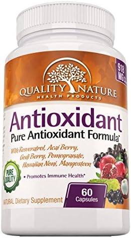 Antioxidant Advanced Formula - All Natural Antioxidant Supplements - Offered By Quality Nature Vitamins with - Acai Fruit Extract - Goji Berry Extract - Hawaiian Noni Extract – Complete 30 Day Supply, 60 Capsules – Premium Quality Ingredients Guarantee - No Side Effects!