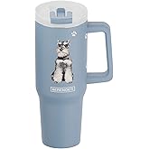 E&S Pets SERENGETI 40 Oz Ultimate Tumbler with Handle and Straw - Vacuum Insulated Tumbler with Straw and Lid - Stainless Steel Travel Mug for Pet Lovers - 3D Designs of your favorite Dog (Schnauzer)