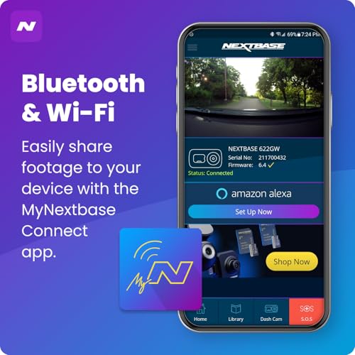Nextbase 422GW Dash Cam Front - 1440p 2K Car Camera Dashcam - WiFi, GPS, Bluetooth, Night Vision, Parking Mode, Emergency SOS, G-Sensor, IPS Touch Screen - Includes Hardwire Kit, 64GB Micro SD & Case