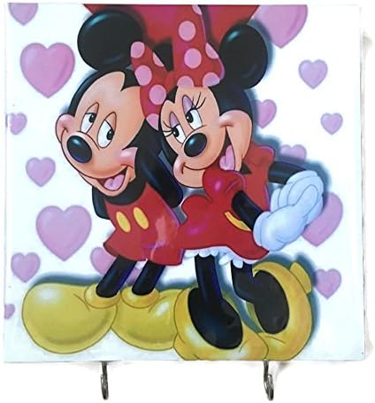 Agility Bathroom Wall Hanger Hat Bag Key Adhesive Wood 2 Hooks Vintage Mickey Mouse &amp; Minnie Mouse’s Photo
