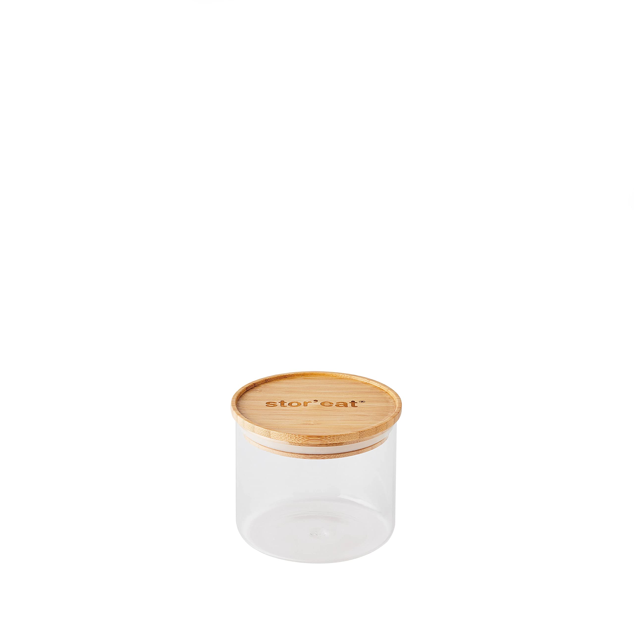 mastrad - Stor'Eat Connected Storage Jar - Resistant Borosilicate Glass - Moisture Protection - Airtight Lid - Bamboo Colour - BPA - 600ml