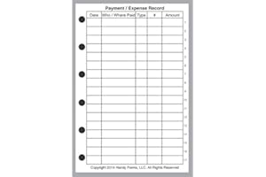HANDY FORMS Pocket Size Payment/Expense Record and Check Register, Sized and Punched for Pocket Notebook (3.25" x 4.75")
