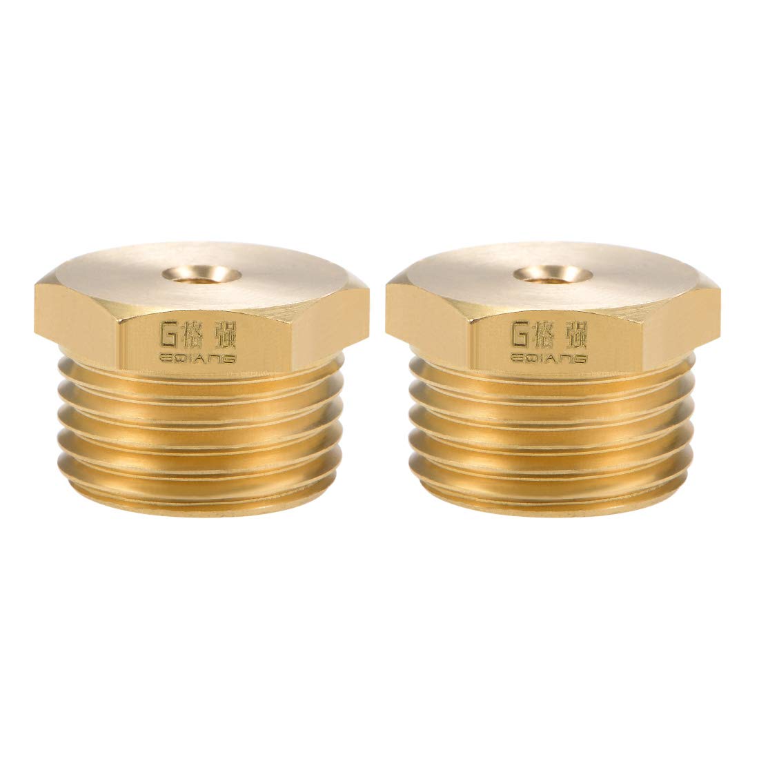 sourcing map Brass Pipe Hose Fitting 1/2 Male to 3/16 Female Thread Tube Adapter Nozzle for Liquid Oil Gas 2pcs