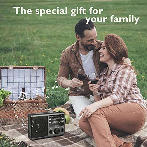 AM FM Battery Operated Radio via 4X DC Batteries or AC Power, Portable Transistor Radio with 3.5 mm Earphone Jack for Camping,Hiking or Outdoor Activities