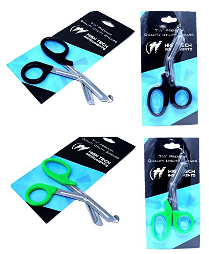 2 PCS ( BLACK & GREEN) PARAMEDIC UTILITY BANDAGE TRAUMA EMT EMS SHEARS SCISSORS 7.25 INCH STAINLESS STEEL ( HTI BRAND)