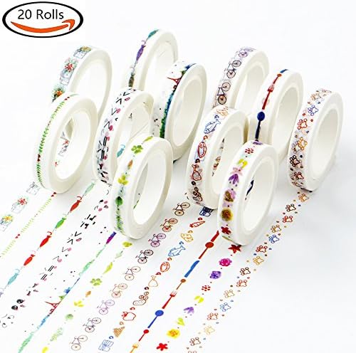 Eshanmu (20 pcs) DIY Washi Tape Decorative Scrapbooking Paper Sticky Adhesive Sticker