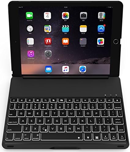 iPad Pro 9.7 keyboard case/iPad Air 2 Keyboard Bluetooth Protective Folio Keyboard Cover with Auto Sleep Wake 7 Colors Backlit Aluminum 500mAh Battery for iPad Pro 9.7 iPad Air 2 (Black)