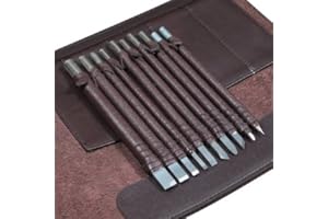 CHENGYI 10pcs Wood Chisels Knife Set Stone Wood Carving Tool Kit Made of Tungsten Steel Bonus a Portable Leather Roll Bag CYKD01