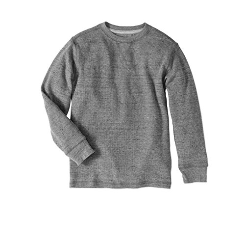Faded Glory Boys’ Long Sleeve Waffle Thermal Crew Shirt/Top Medium Gray Heather 2XL 18