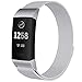 CAVN Metal Bands Compatible for Fitbit Charge 3 / Charge 3 SE Bands Women Men Small Large, Replacement Stainless Steel Accessory Watch Wrist Straps
