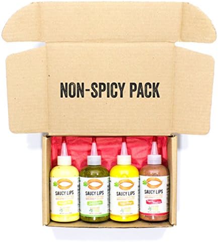 Vegan &amp; Paleo Sauces Sampler Gift Set by Saucy Lips Foods - Gluten Free, Low Sodium, No MSG, Low Carb, Soy Free, Dairy Free, Nut Free - Collection of 4 best selling sauces (Non-Spicy Set)