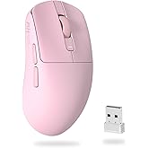 RK ROYAL KLUDGE RK M30 Wireless Gaming Mouse, 24000 DPI, 43g Ultra-Lightweight, PAW3311 Sensor, 2.4G/Bluetooth/USB-C Rechargeable Wireless Mouse with 5 Programmable Buttons for PC/Mac, Pink