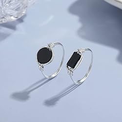 Fiklon Black Onyx Rings Crystal Rings for Women