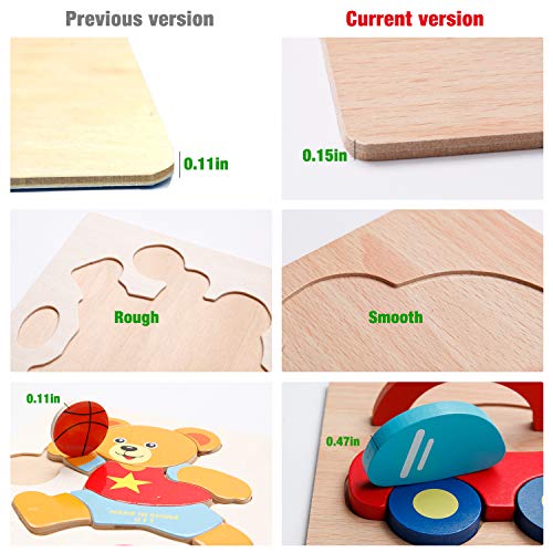 Wooden Jigsaw Puzzles, [8 Puzzles] Animal Puzzles for Toddlers Kids 1 2 3 Years Old Boys and Girls Educational Toys with 8 Animals Patterns, Vibrant