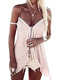 Ninimour Women's Sleeveless Low Cut Irregular Strappy Blouse Crop Tops