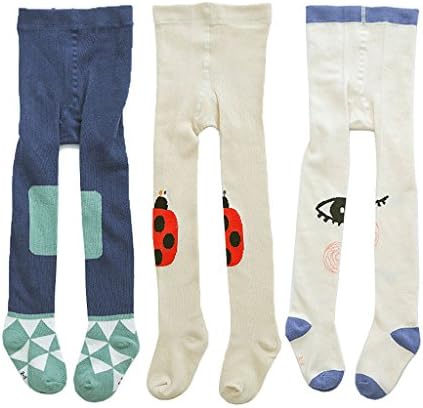 Baby Girls Tights 3-Pack Cotton Legging Pants Infant Toddler Kids 2T-3T #8 Ladybug/Big Eyes