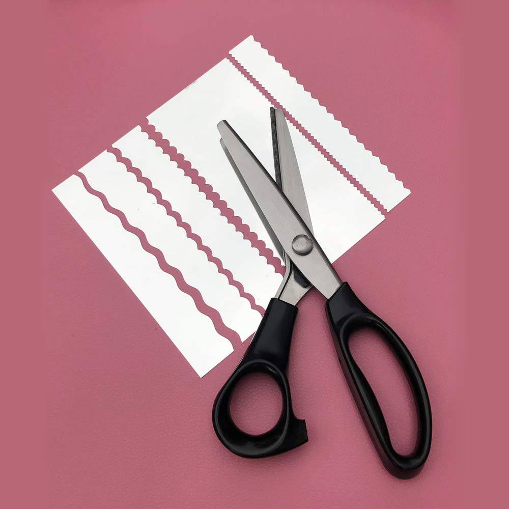 Stainless Shears/Fabric Paper Pinking Craft Shears - Stainless Steel Zig Zag Serrated Scalloped Edges Cut Scissors for Sewing Dressmaking Needlework and Upholstery Dressmaking (Scalloped 3Mm)