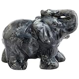 mookaitedecor Labradorite Crystal Elephant Sculpture Statue Crafts Healing Reiki Pocket Gemstone Figurines 1.5 Inch