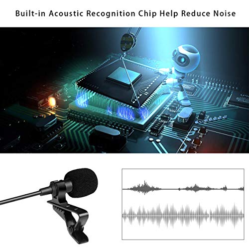Gepege Microphone Professional for iPhone Grade Lavalier Lapel Omnidirectional Phone Audio Video Recording Lavalier Condenser Microphone (iOS 1.5m)