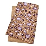 CHZIMADE A4 Flower Printed Soft Cork Fabric DIY Sheet Canvas Back Great for Hair Bows Making Craft 16.5 x11.8 (Purple)