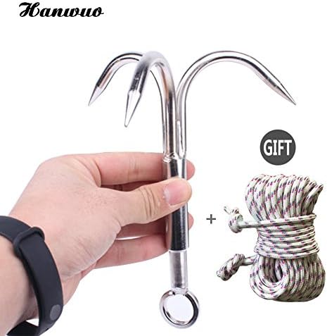 Claw Stainless Steel Outdoor Grappling Hook/Climbing Claw/Gravity Hook/Flying Tigers/Aquatic Anchor Hook for Your Outdoor Life+Safety rope