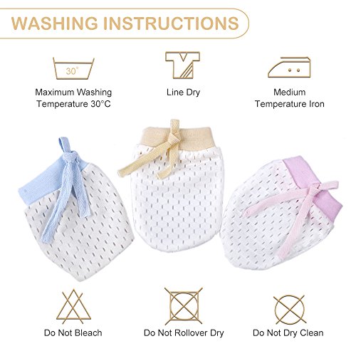 Cunina No Scratch Mittens 3-Pair Newborn Baby Gloves for 0-6 Months Baby Boys Girls - Thumbnail 4